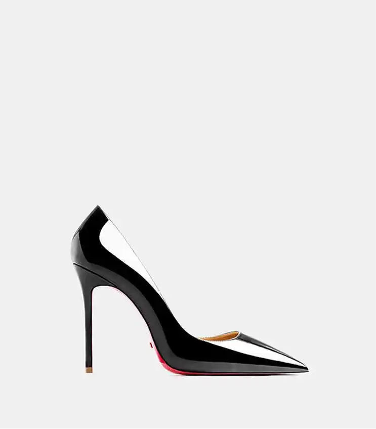 12cm (3) Women’s Patent Leather Pointed-Toe High Heels – 12cm Thin Heel