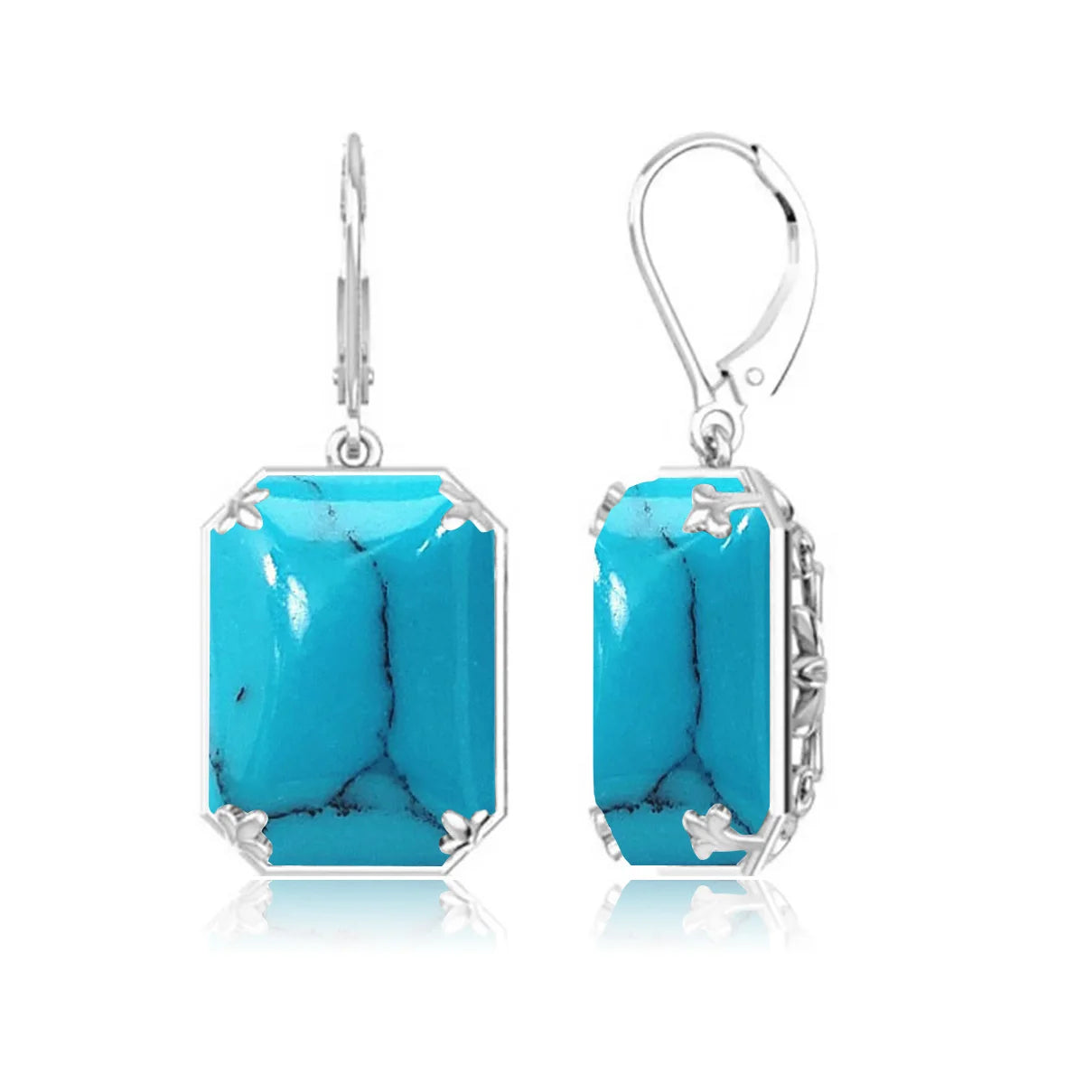 Szjinao 925 Sterling Sliver Women Earrings Vintage Aquamarine Gemstone Wedding Party Drop Earring Handmade Designer Jewelry