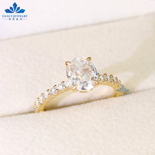 HPHT/CVD 1CT Solitaire Oval Diamond Engagement Ring with IGI Certificate 14K 18K Gold Marriage Ring Lab Diamond