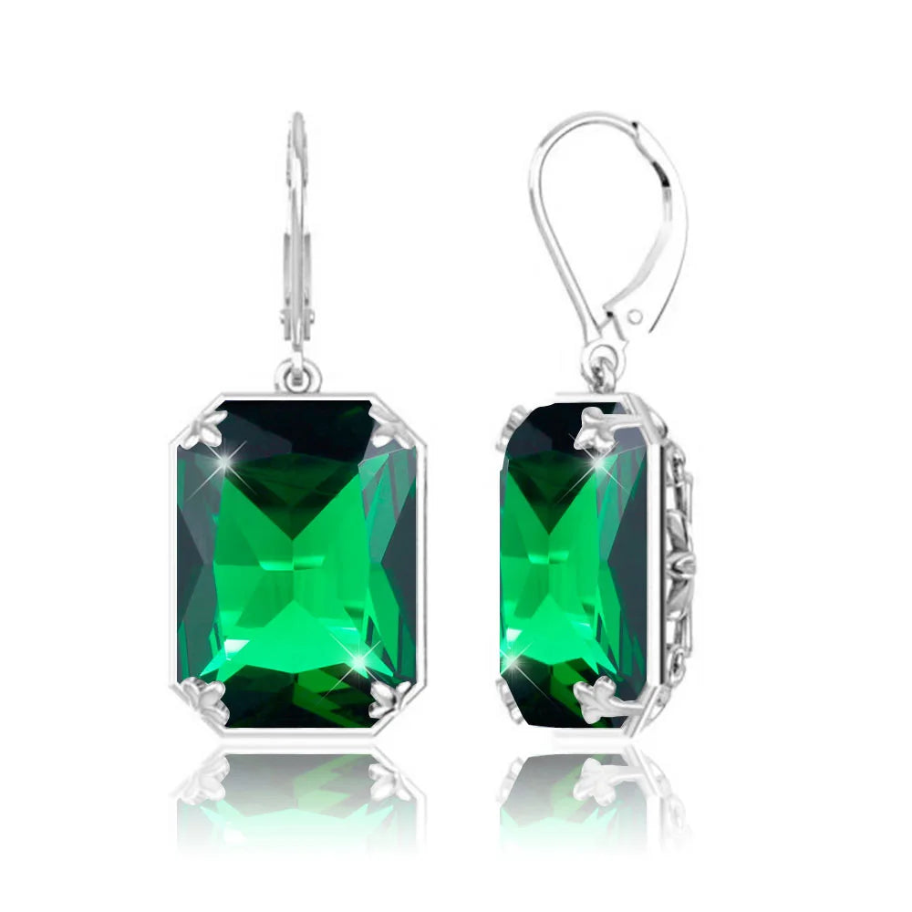 Szjinao 925 Sterling Sliver Women Earrings Vintage Aquamarine Gemstone Wedding Party Drop Earring Handmade Designer Jewelry
