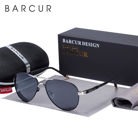 BARCUR Men Pilot Sunglasses Aviation UV400 Polarized Sun Glasses Women Eyewear Gafas De Sol Shades