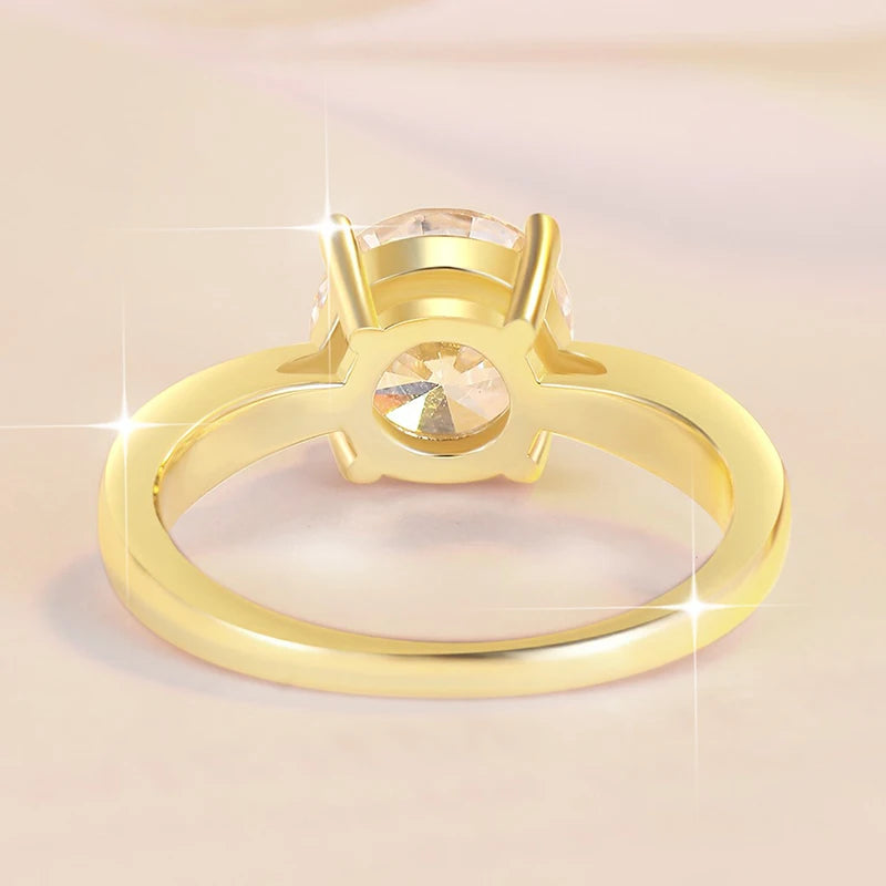 Fine Jewelry Selling Hot 2 Carat Diamond 18K Gold Plated VVs1 Moissanite Wedding Ring S925 Sterling Silver Ladies  Women