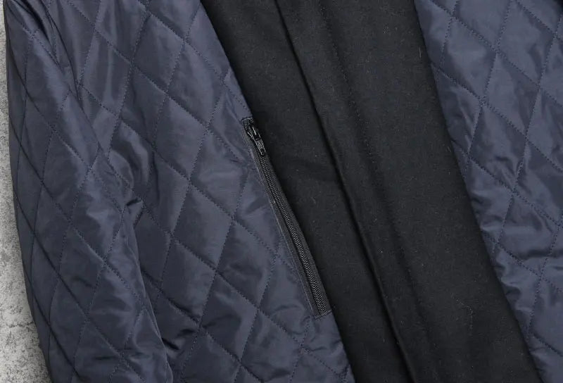 Men 100% Genuine Leather Jacket Woolen Patchwork Loose Stand Collar Jacket Street Zip Black Bomber Outerwear Plus Size 6XL