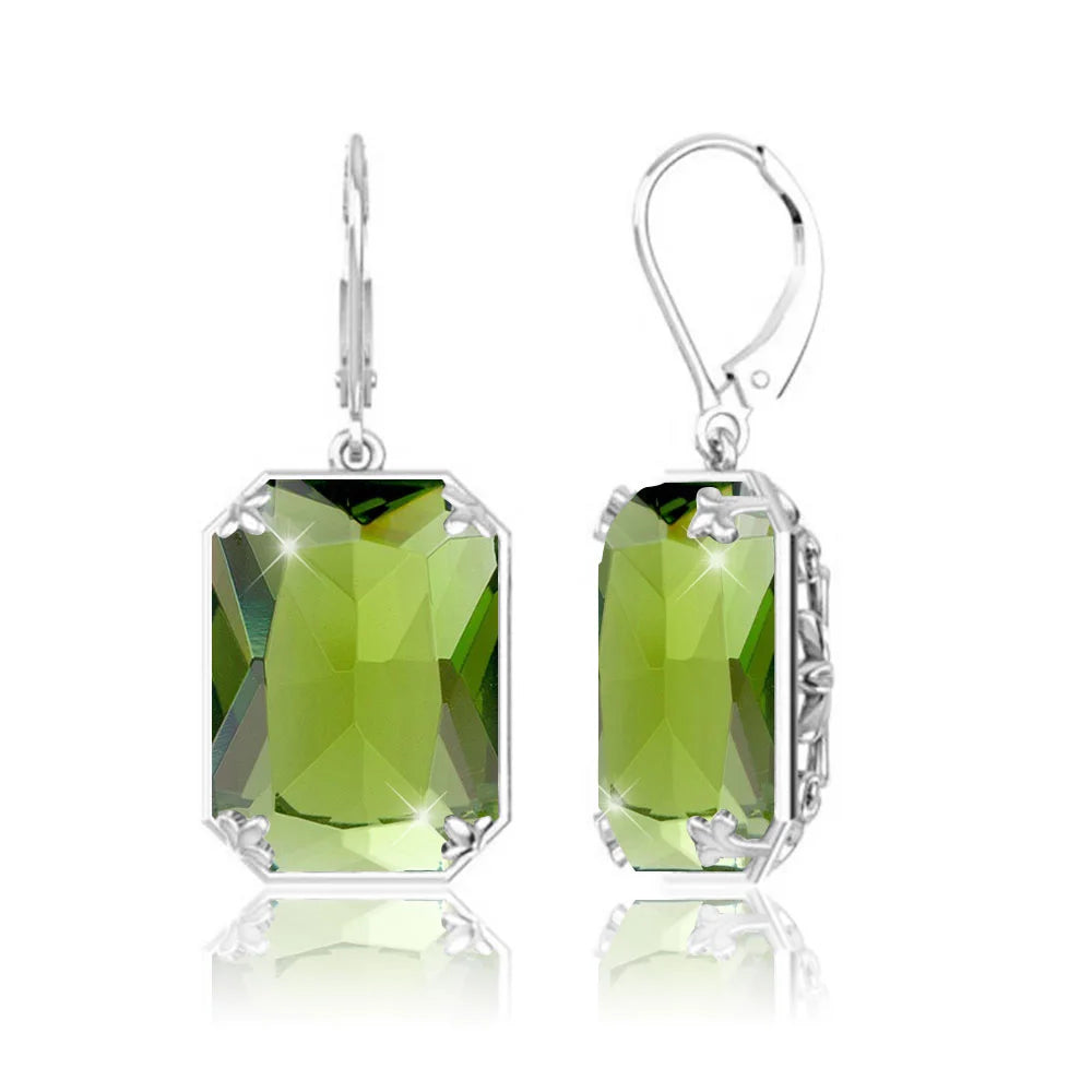 Szjinao 925 Sterling Sliver Women Earrings Vintage Aquamarine Gemstone Wedding Party Drop Earring Handmade Designer Jewelry