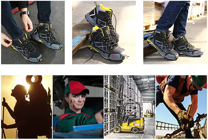 Larnmern Mens Safety Work Boots Steel Toe Shoes Anti-puncture Anti-static Non Slip Protective Boots