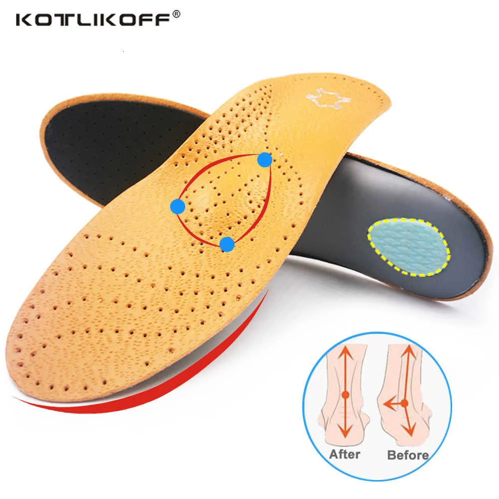 Leather Orthotic Insole For Flat Feet Arch Support Orthopedic Shoes Sole Insoles For Feet Men Women Children O/X Leg Corrected