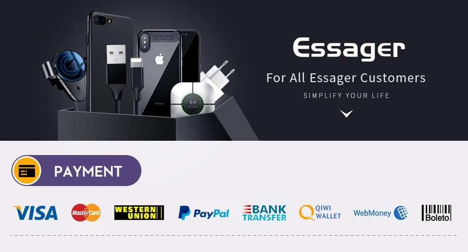 شاحن سيارة Essager USB 30 وات، شحن سريع 4.0، QC PD 3.0 SCP 5A، USB Type C، شحن سريع للسيارة، مناسب لأجهزة iPhone 14 13، Huawei، Samsung، Xiaomi