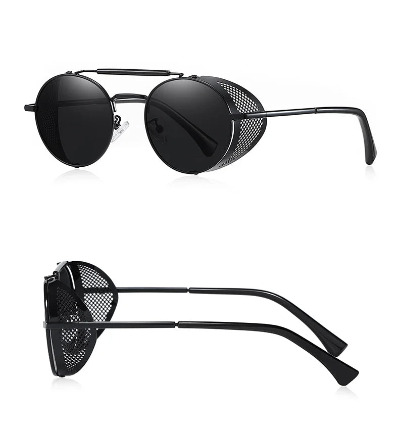 BARCUR Vintage Retro Round Polarized Steampunk Sunglasses Men Sun Glasses For Women Style UV400 Protection