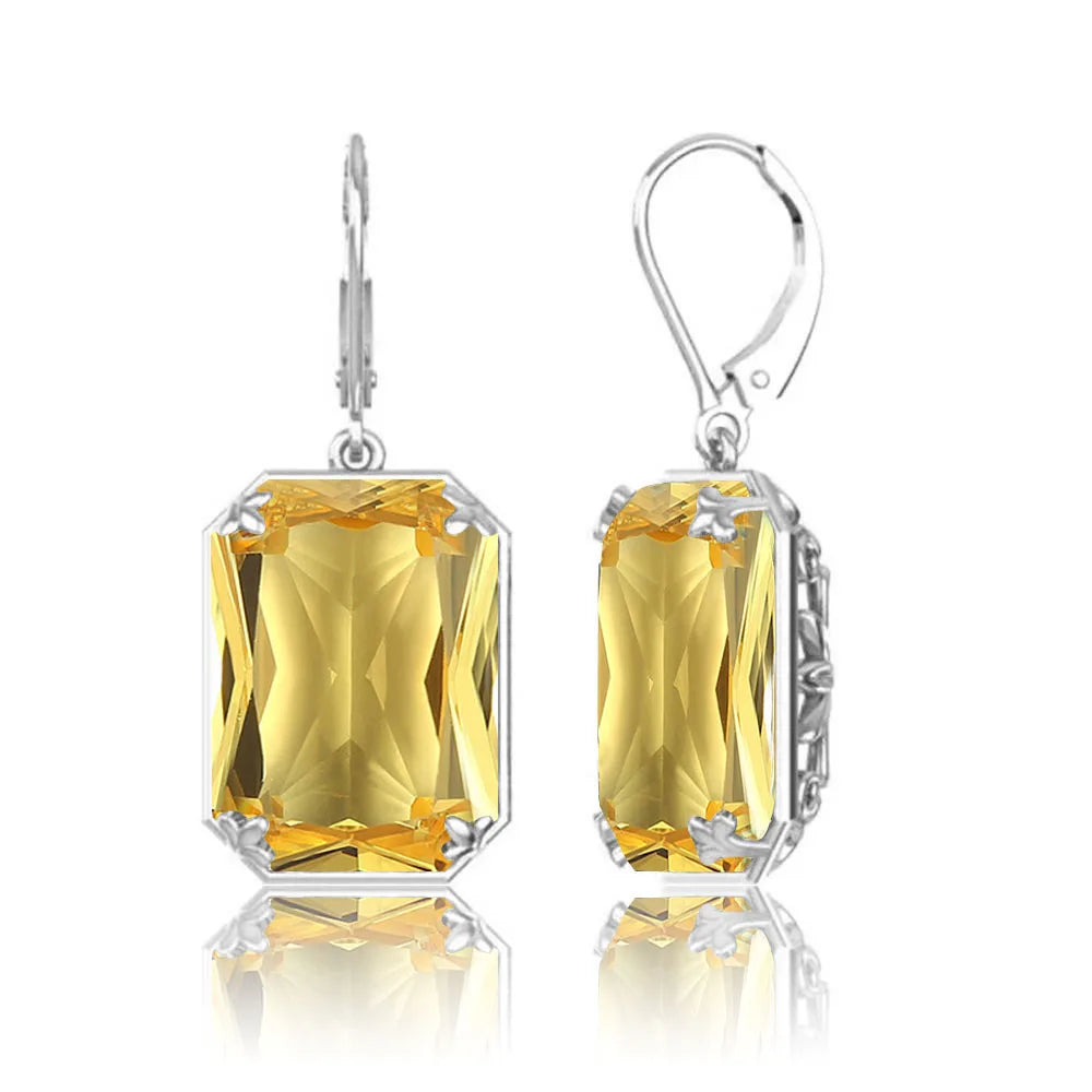 Szjinao 925 Sterling Sliver Women Earrings Vintage Aquamarine Gemstone Wedding Party Drop Earring Handmade Designer Jewelry