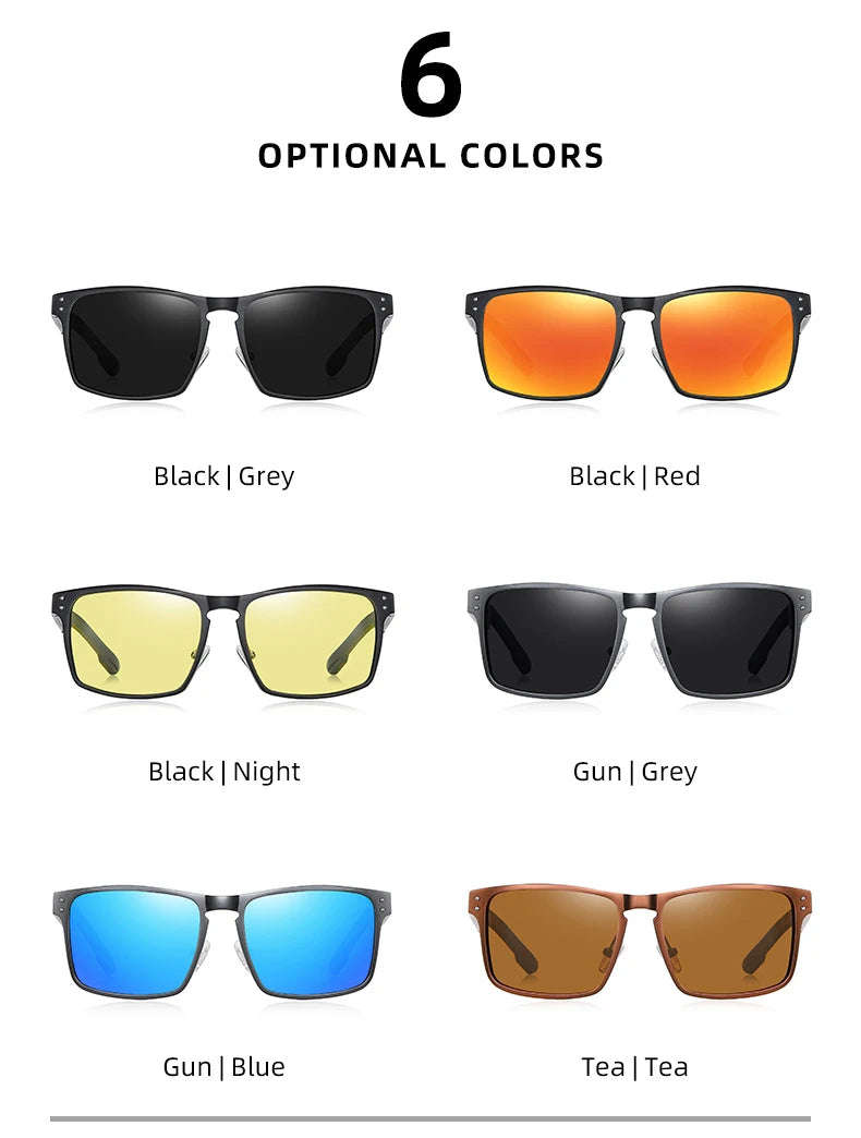 BARCUR Vintage Aluminium Magnesium Square Sunglasses Men Polarized Shades Women Sun Glasses For Men Sport Eyewear Oculos De Sol