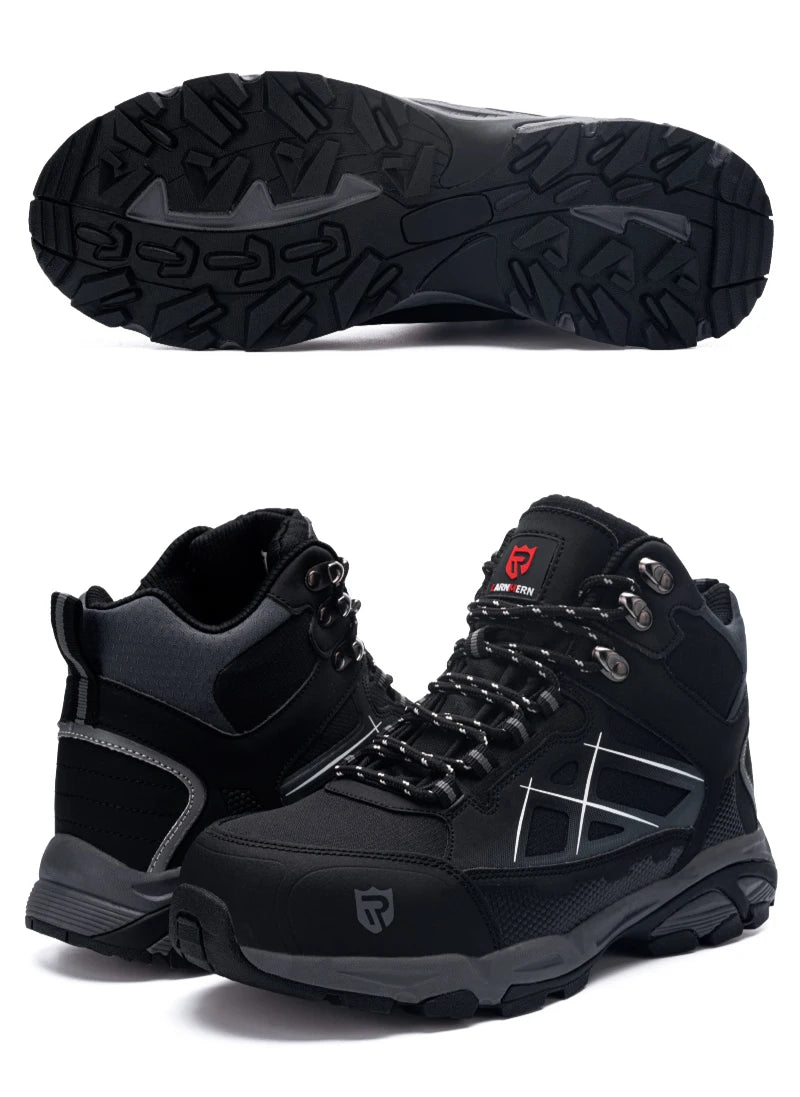 Larnmern Mens Safety Work Boots Steel Toe Shoes Anti-puncture Anti-static Non Slip Protective Boots