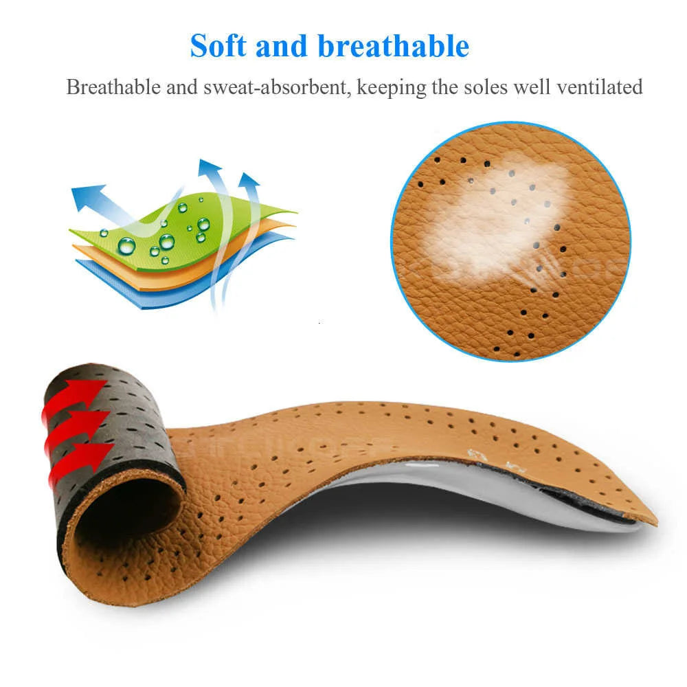 Leather Orthotic Insole For Flat Feet Arch Support Orthopedic Shoes Sole Insoles For Feet Men Women Children O/X Leg Corrected