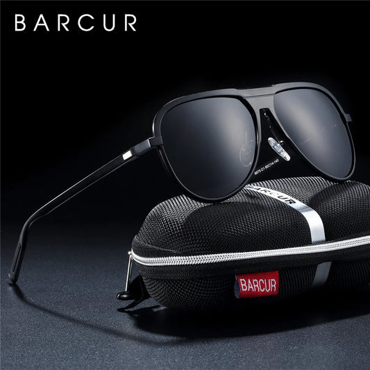 BARCUR Unisex Aluminum Magnesium Male Sunglasses Polarized Trending Styles Black Sun glasses Women Men glasses Sports Eyewear