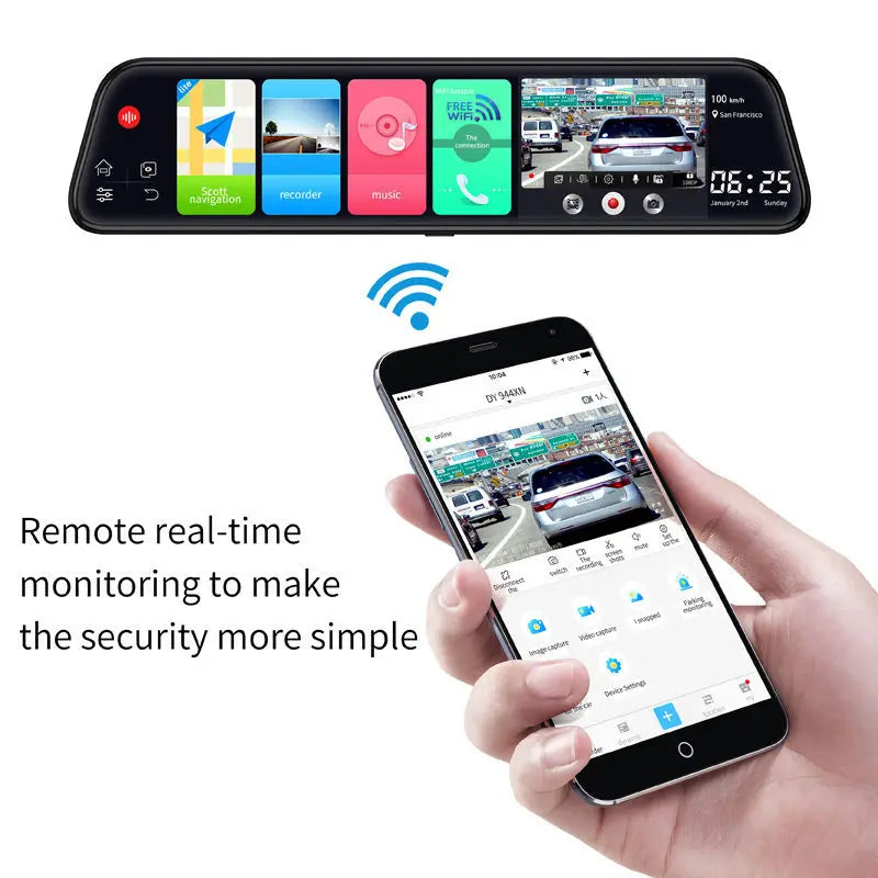 12" Car DVR Rearview Mirror 4G Android 8.1 Dash Cam Wifi GPS SIM Card Navigation ADAS 1080P Car Video Camera Recorder DVRS