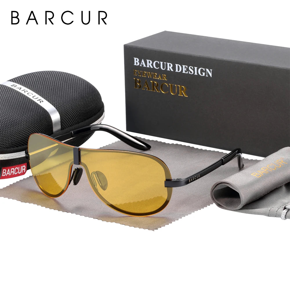 BARCUR Man Sunglass Black Polarized Sport Sun Glasses Women Eyewear UV400 Cool Night Vision Glasses Eyeglasses