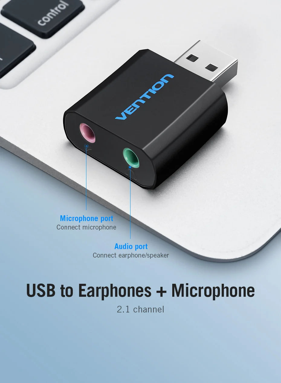 Vention USB Sound Card USB Audio Interface External 3.5mm Microphone Audio Adapter Sound card for Laptop PS4 Headset Sound Card
