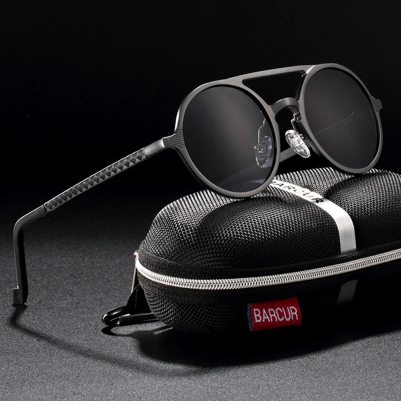 BARCUR Steampunk Polarized Sunglasses Men Light Weight Retro Vintage Women Sun Glasses for Men