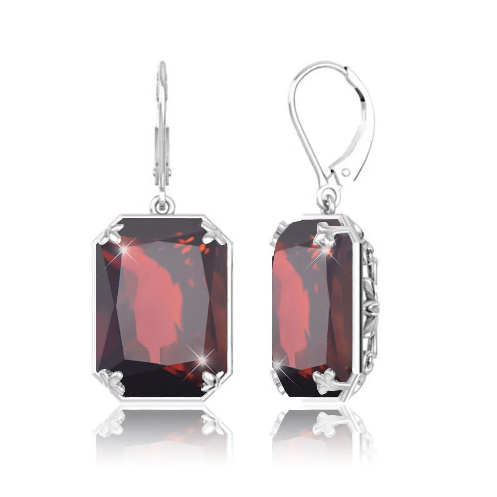 Szjinao 925 Sterling Sliver Women Earrings Vintage Aquamarine Gemstone Wedding Party Drop Earring Handmade Designer Jewelry