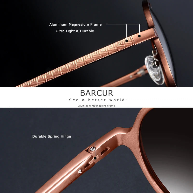 BARCUR Steampunk Polarized Sunglasses Men Light Weight Retro Vintage Women Sun Glasses for Men