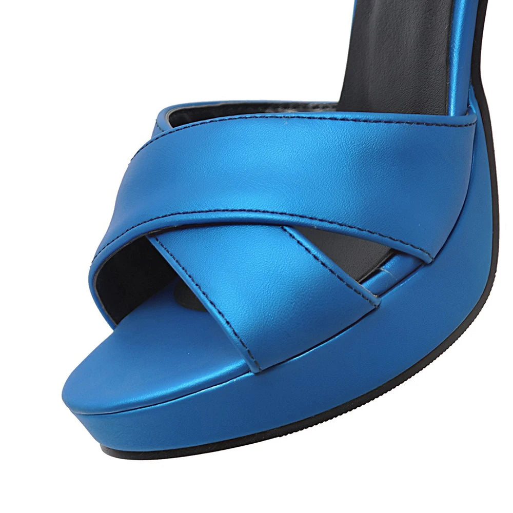 Elegant Women’s High Heel Platform Sandals – 12cm Thin Heels – Sizes 31–46