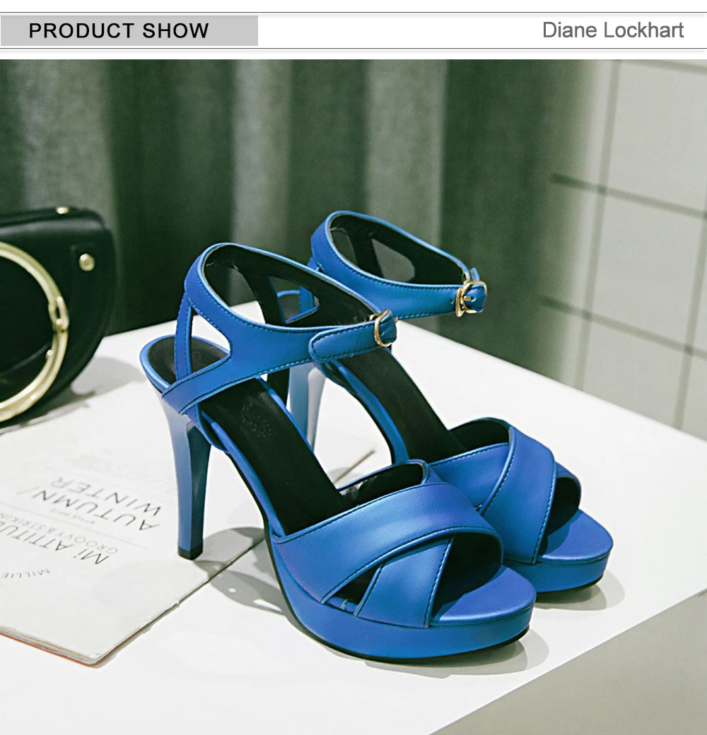 Elegant Women’s High Heel Platform Sandals – 12cm Thin Heels – Sizes 31–46