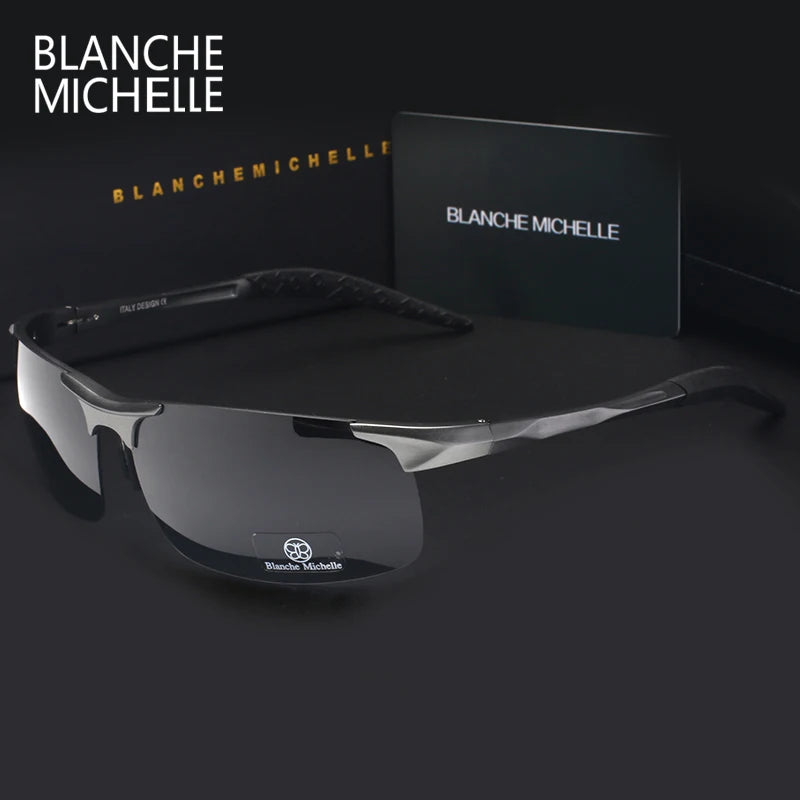 High Quality Ultra-Light Aluminum Magnesium Sport Sunglasses Polarized Men UV400 Rectangle Gold Outdoor Driving Sun Glasses