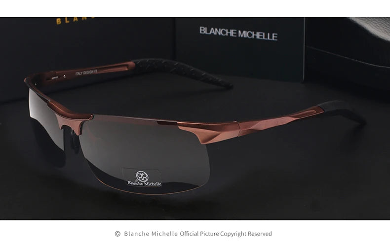 High Quality Ultra-Light Aluminum Magnesium Sport Sunglasses Polarized Men UV400 Rectangle Gold Outdoor Driving Sun Glasses