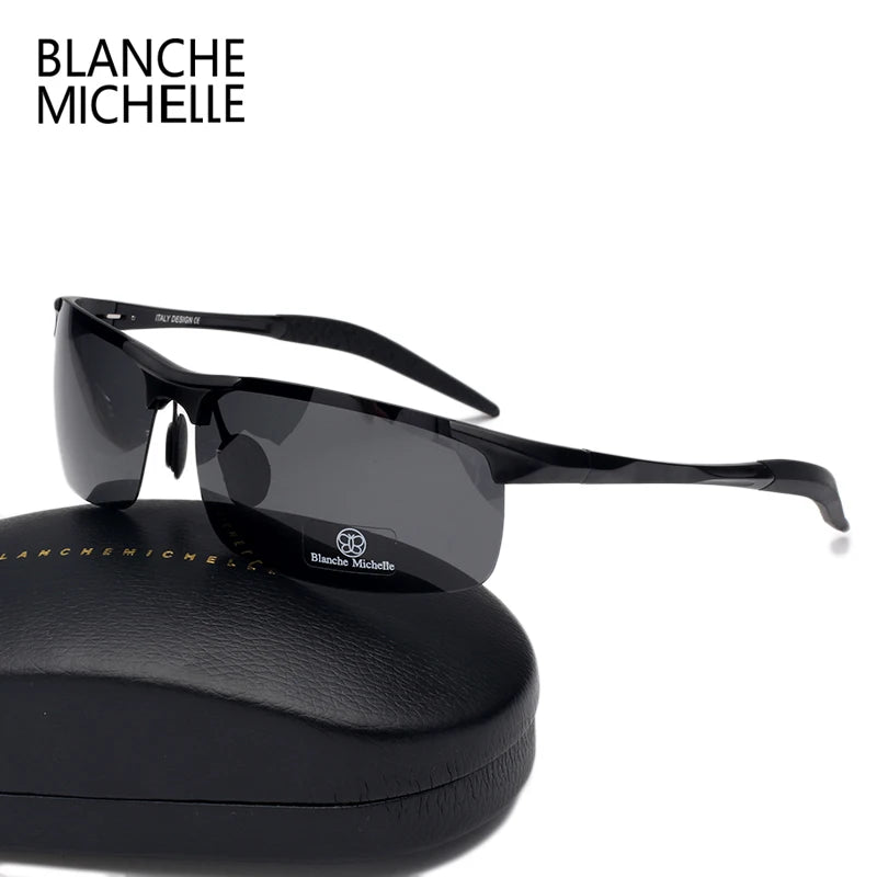 High Quality Ultra-Light Aluminum Magnesium Sport Sunglasses Polarized Men UV400 Rectangle Gold Outdoor Driving Sun Glasses
