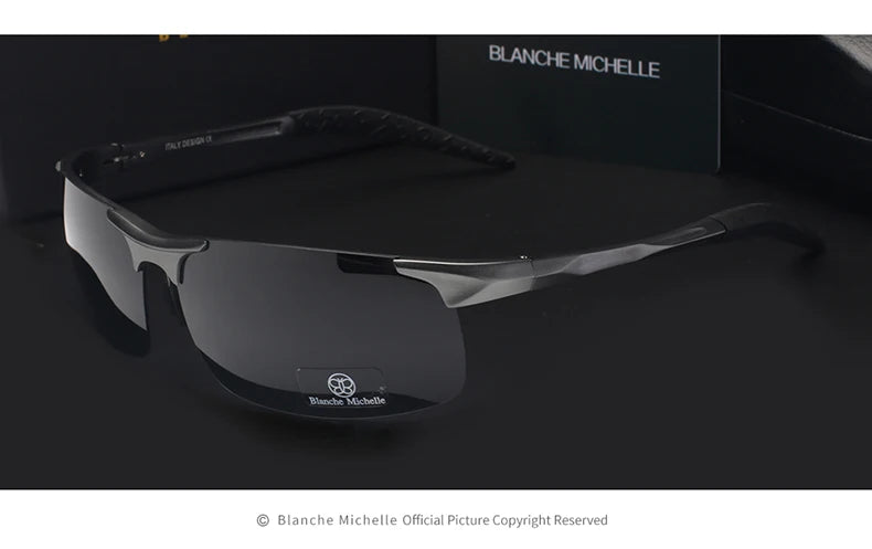 High Quality Ultra-Light Aluminum Magnesium Sport Sunglasses Polarized Men UV400 Rectangle Gold Outdoor Driving Sun Glasses