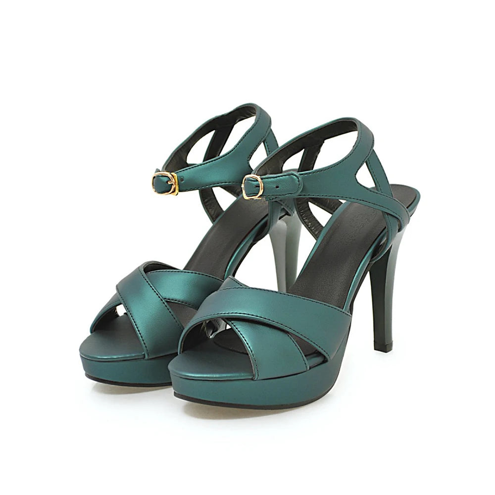 Elegant Women’s High Heel Platform Sandals – 12cm Thin Heels – Sizes 31–46