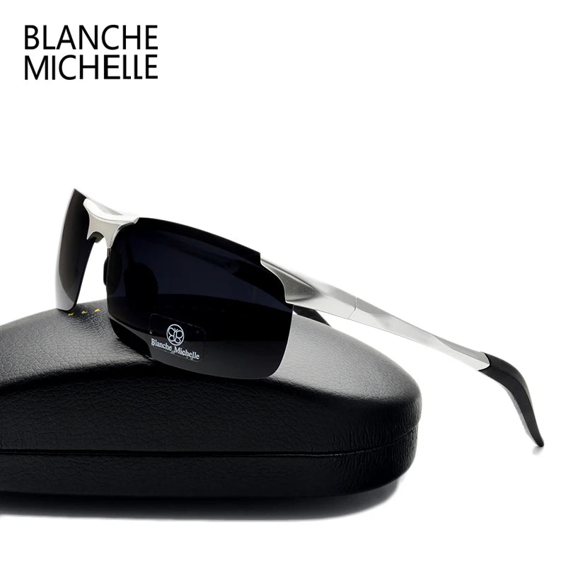 High Quality Ultra-Light Aluminum Magnesium Sport Sunglasses Polarized Men UV400 Rectangle Gold Outdoor Driving Sun Glasses