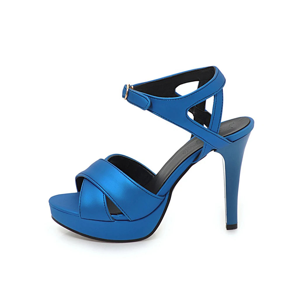 Elegant Women’s High Heel Platform Sandals – 12cm Thin Heels – Sizes 31–46