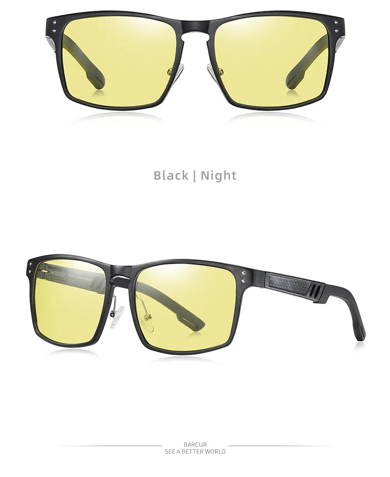 BARCUR Vintage Aluminium Magnesium Square Sunglasses Men Polarized Shades Women Sun Glasses For Men Sport Eyewear Oculos De Sol