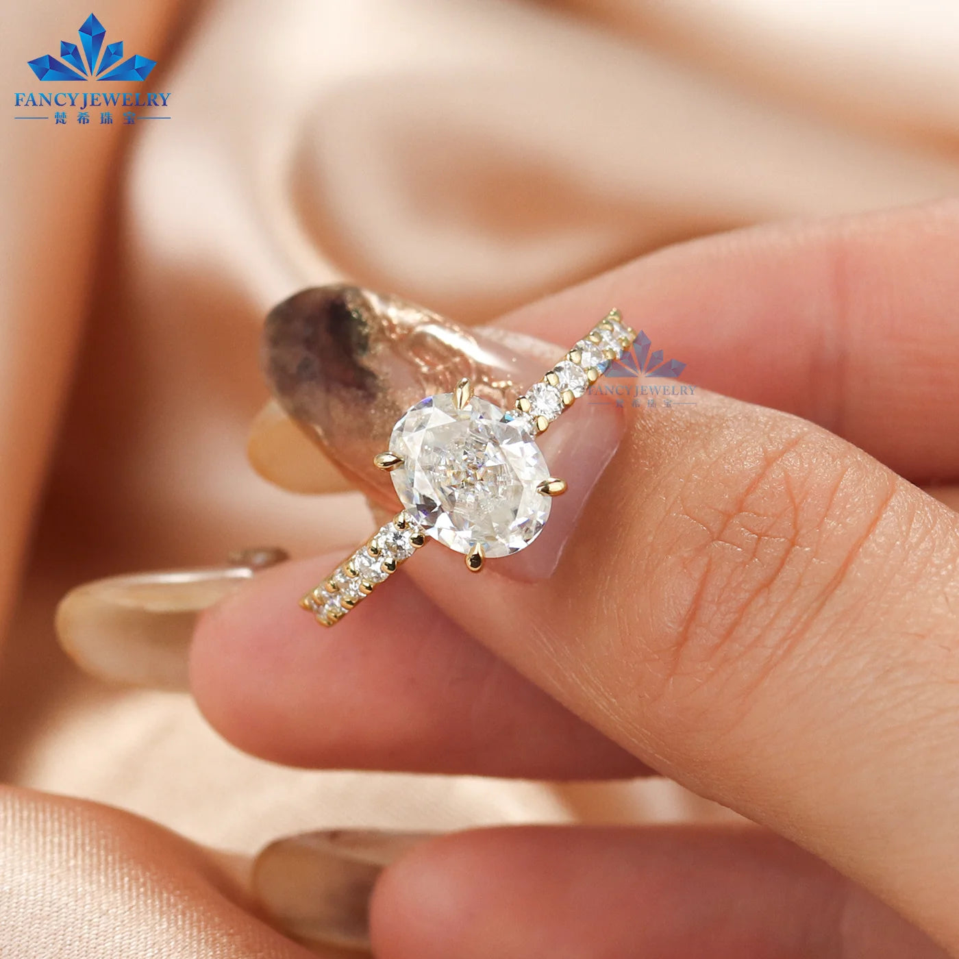 HPHT/CVD 1CT Solitaire Oval Diamond Engagement Ring with IGI Certificate 14K 18K Gold Marriage Ring Lab Diamond