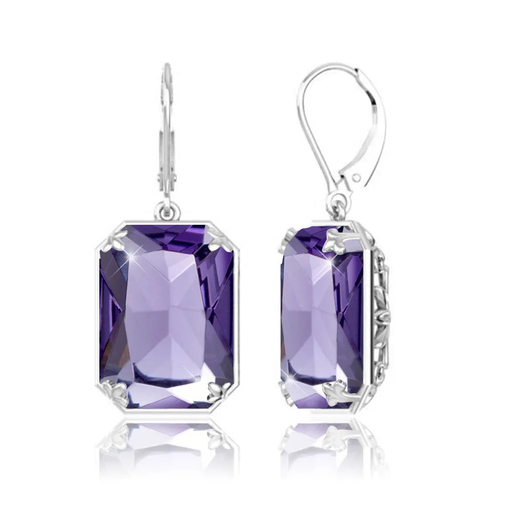 Szjinao 925 Sterling Sliver Women Earrings Vintage Aquamarine Gemstone Wedding Party Drop Earring Handmade Designer Jewelry