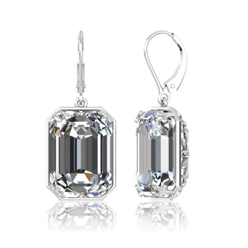 Szjinao 925 Sterling Sliver Women Earrings Vintage Aquamarine Gemstone Wedding Party Drop Earring Handmade Designer Jewelry