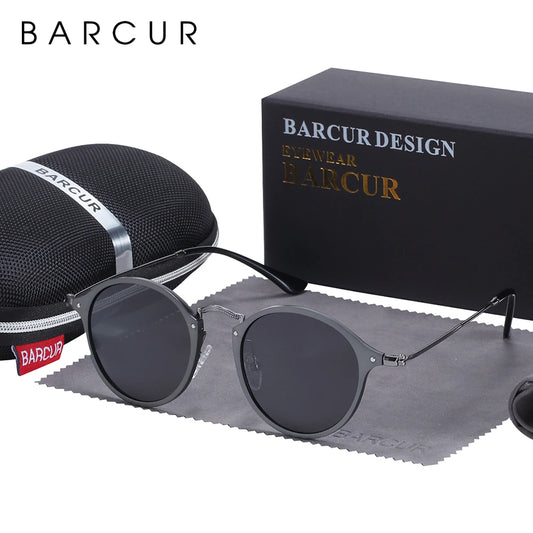 BARCUR Round Sunglasses Women Steampunk Sunglasses Polarized Woman Sunglases Retro oculos masculino