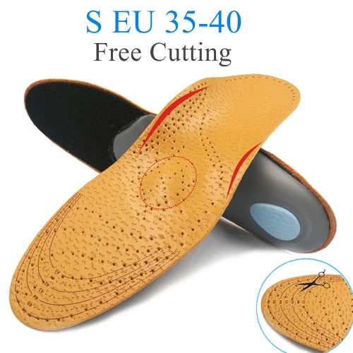 Leather Orthotic Insole For Flat Feet Arch Support Orthopedic Shoes Sole Insoles For Feet Men Women Children O/X Leg Corrected