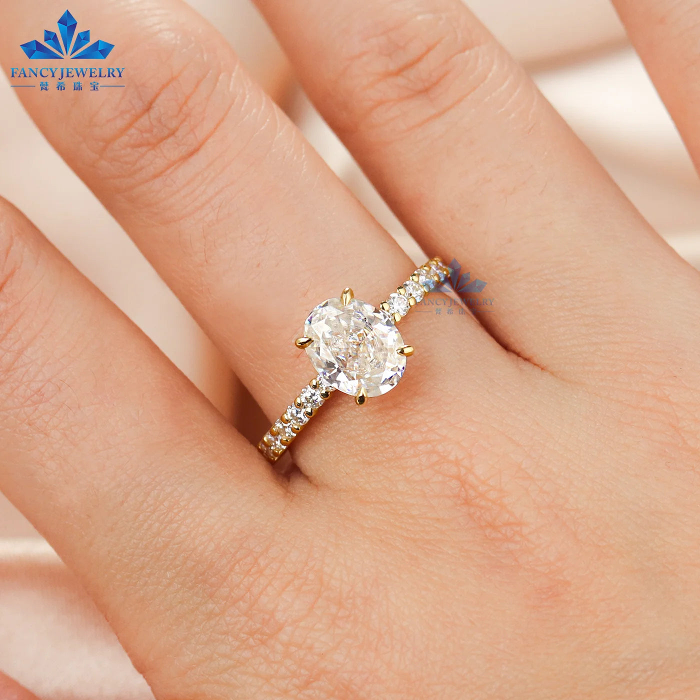HPHT/CVD 1CT Solitaire Oval Diamond Engagement Ring with IGI Certificate 14K 18K Gold Marriage Ring Lab Diamond