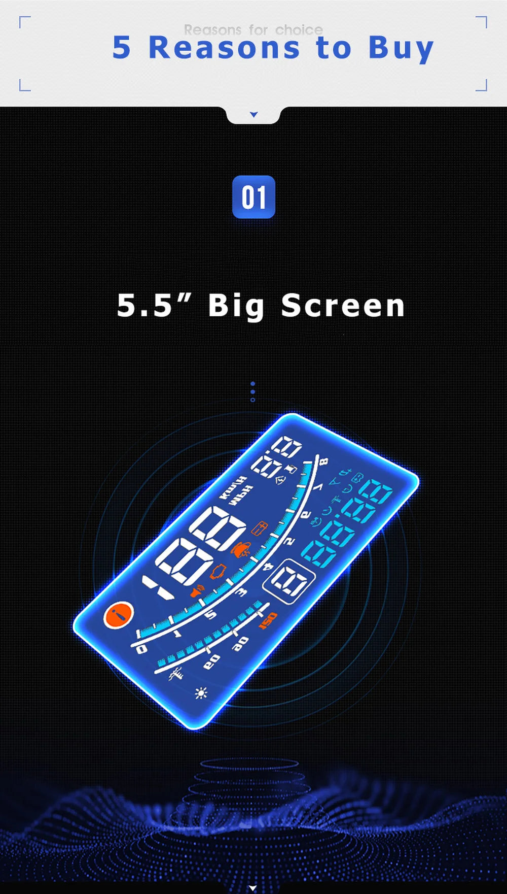 Head-Up Display Vjoycar V41 5.5" MPH/KMH OBDII  – Digital Speedometer, RPM, Water Temp & More