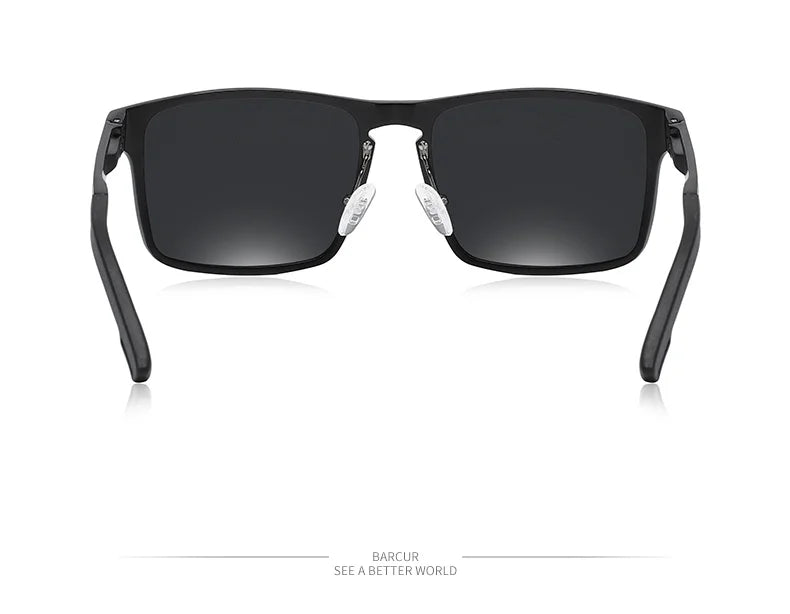 BARCUR Vintage Aluminium Magnesium Square Sunglasses Men Polarized Shades Women Sun Glasses For Men Sport Eyewear Oculos De Sol