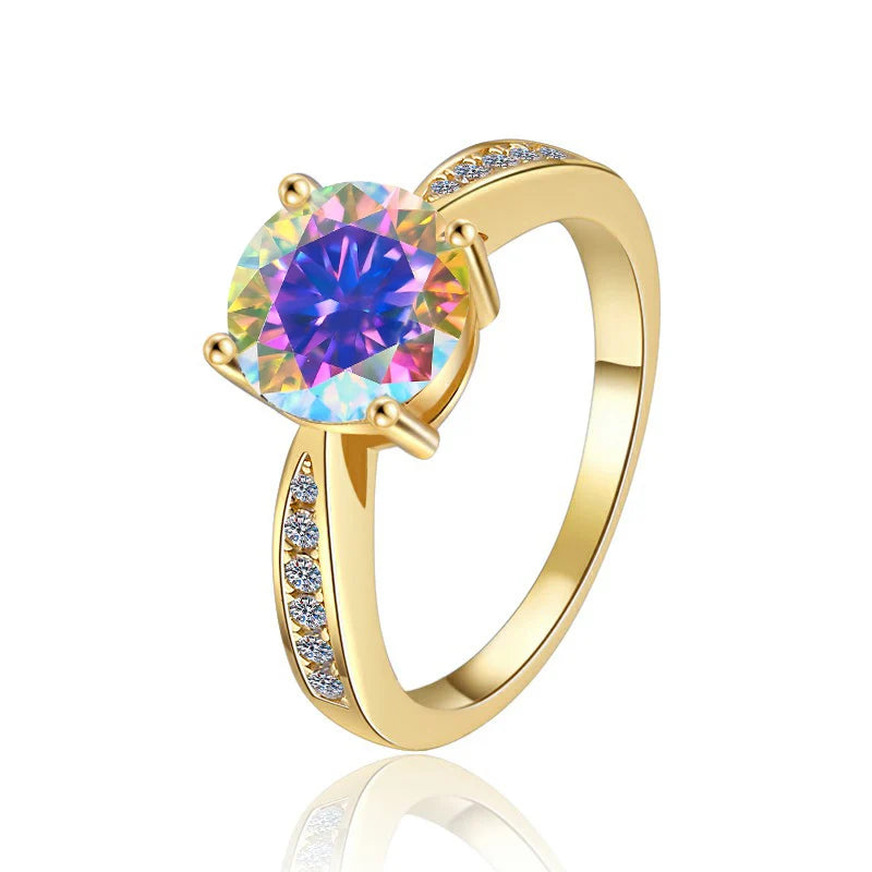 Fine Jewelry Selling Hot 2 Carat Diamond 18K Gold Plated VVs1 Moissanite Wedding Ring S925 Sterling Silver Ladies  Women