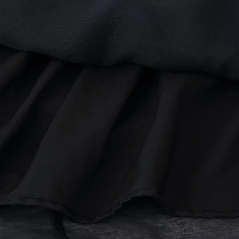 TAOP&ZA 2025 Summer New Women's Clothing Temperament Simple Fashion V-neck Short-sleeved Ruffled Dress Long Skirt 6882
