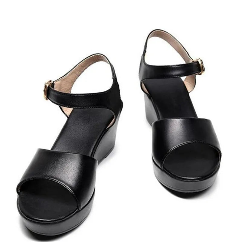 Women’s Genuine Leather wedges Sandals – Elegant Party Wear