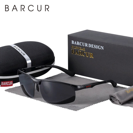 BARCUR Sports Aluminium Sunglasses Men Polarized Man Sunglasses Brand Driving Eyewear