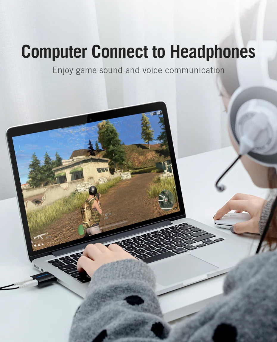 Vention USB Sound Card USB Audio Interface External 3.5mm Microphone Audio Adapter Sound card for Laptop PS4 Headset Sound Card