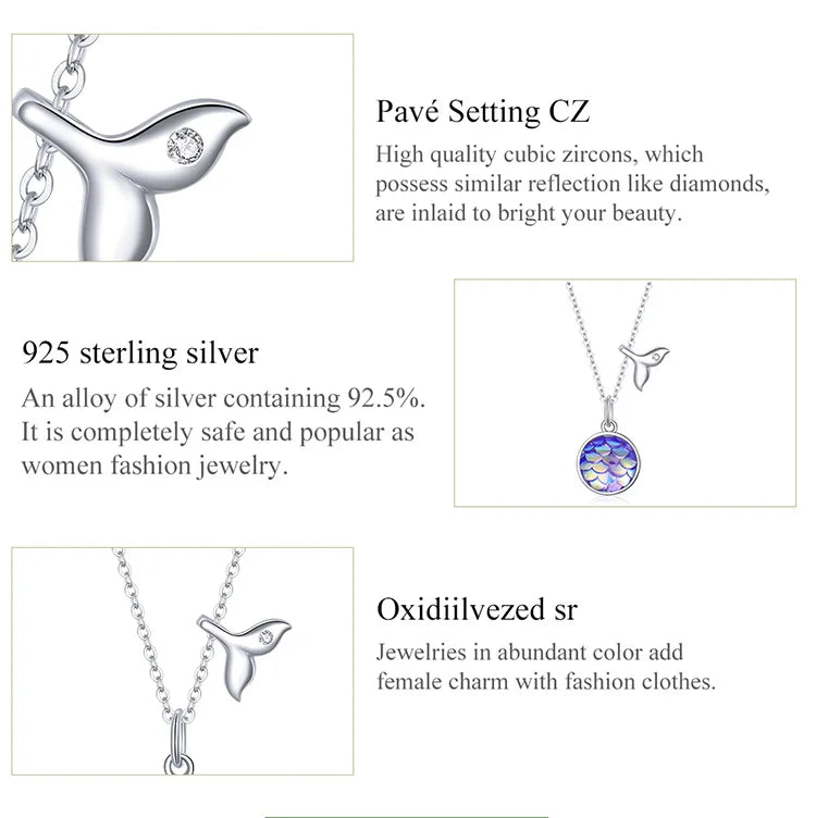 Bamoer 925 Sterling Silver Purple Fish Jewelry Set Happy Tropical Litte Fish Earrings Necklace for Women Fashion Jewelry SCE1028