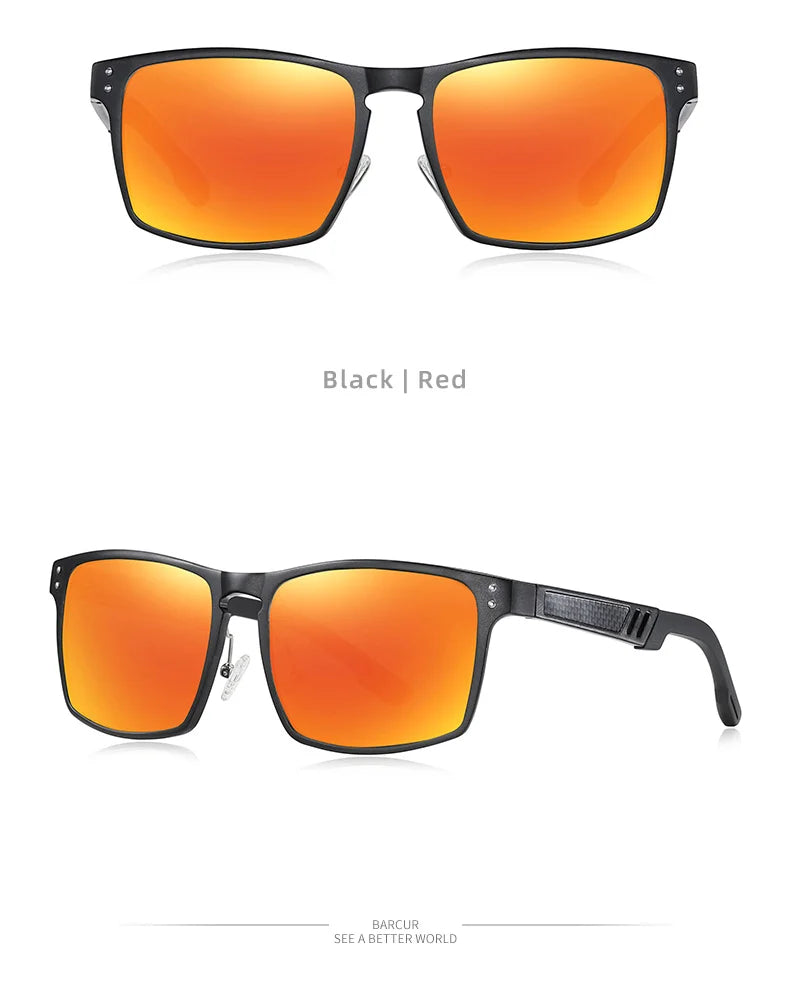 BARCUR Vintage Aluminium Magnesium Square Sunglasses Men Polarized Shades Women Sun Glasses For Men Sport Eyewear Oculos De Sol