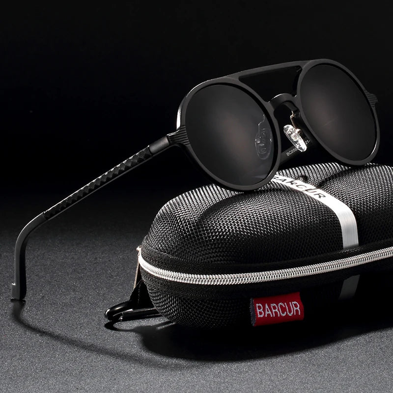BARCUR Man Round Sunglasses Men Ultra Light Glasses Retro Vintage Women Sun Glasses UV400 Eyewear Accessory