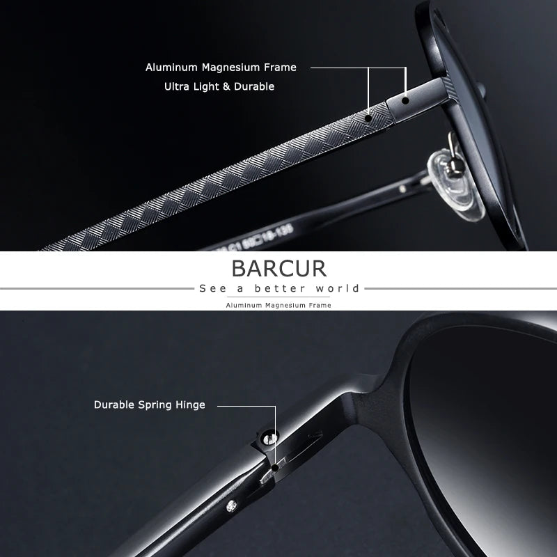 BARCUR Man Round Sunglasses Men Ultra Light Glasses Retro Vintage Women Sun Glasses UV400 Eyewear Accessory